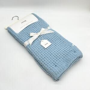 Snug Blue Waffle Knit Chenille Plush Baby Blanket NEW
